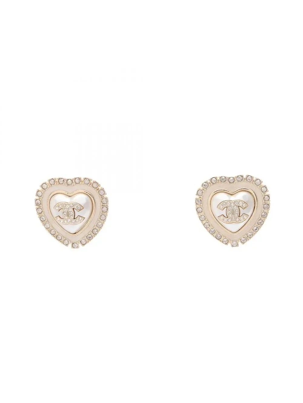 Chanel Cc Logo Heart Earrings Metal #327450C12B